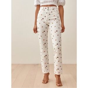Reformation White Floral Women Jeans